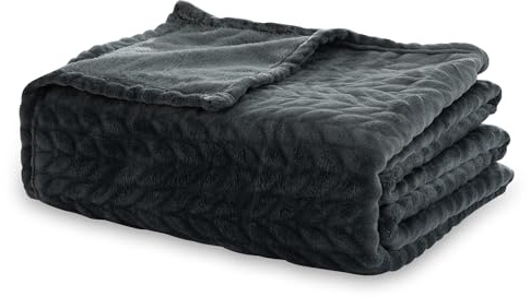 Winthome Soft Throw Blanket for Sofa Bed, Warm Fleece Blankets for Adult, Cozy for All Seasons (Dark Grey, Double/150x200cm)