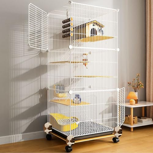 Gabbie in metallo extra large a 5 livelli per piccoli animali con ruota universale per adulti ratti, furetti, cincillà, porcellini d'India, criceti