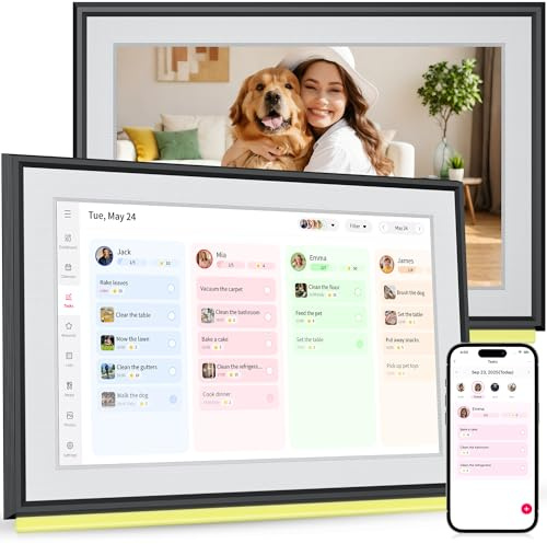 BIGASUO 10.1 Digital Calendar, Full HD Touchscreen Smart Planner,with Task & Reward Meal Plan Great for Family Schedules & Chore Organization, LED Reminder Light,Photo Display