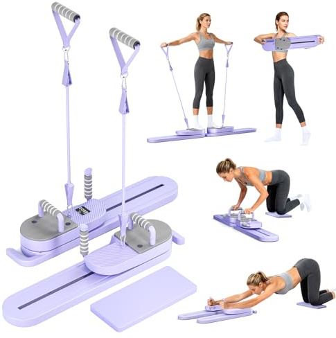 Tnamdan Máquina Pilates Reformer Mejorada-Tabla de Fitness Multifuncional y Equipo de Pilates con Equipo para Ejercicios Abdominales, Tabla Multifuncional para Flexiones, Bandas de Resistencia