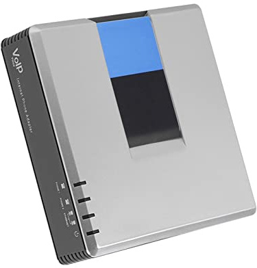 Wakects VoIP -Telefonadapter, VoIP 2 Port Internet Telefonadapter Portable Stöder SIP V2 -protokoll med Nätverkskabel för PAP2T (EU)