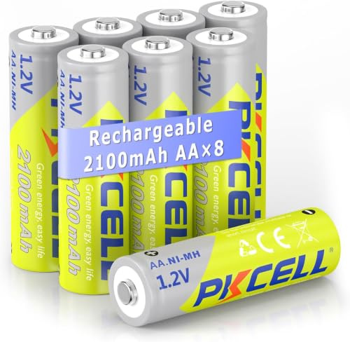 PKCELL AA Rechargeable Batteries 1.2V NiMH 2100mAh - 8 Pack | Pre-Charged Low Self Discharge High Capacity Double A Battery for Toys, Solar Light, Cameras & Flashlights