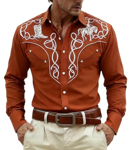 Cowboyskjorta, herr, västerländska skjortor, cowboy, kostym, , klassisk fritidsskjorta, män, västerländska skjortor, cowboy-skjorta, snap, broderi, skjortor för Köln, karneval