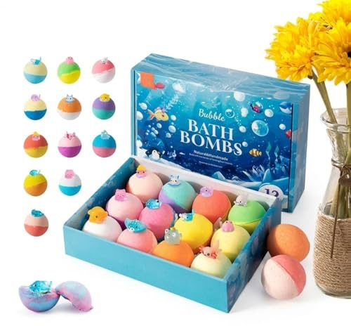 Bombe Da Bagno Naturali Con sorprendente Interna - 12 Pezzi Per Bambini E Bambine | Giocattoli Animali Marini Fatto A Mano Regalo Bagnoschiuma Divertente Asilo Ricreazione Relax Compleanno Halloween
