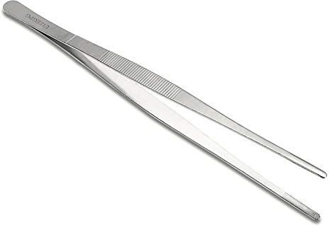 UIEEGPG 30cm/12-Inch Stainless Steel Food Tongs, Heavy Duty Cooking Tongs with Locking Mechanism, Non-Slip Kitchen Tweezers for BBQ, Grilling, Serving, Salad, Pasta, Dishwasher Safe