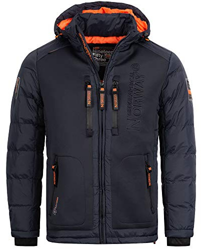 Geographical Norway IMS Production Chaqueta acolchada de invierno para hombre, con capucha, forrada y cálida. Anorak de exterior, para esquí y snowboard. Para invierno y otoño, tallas S-7XL, azul