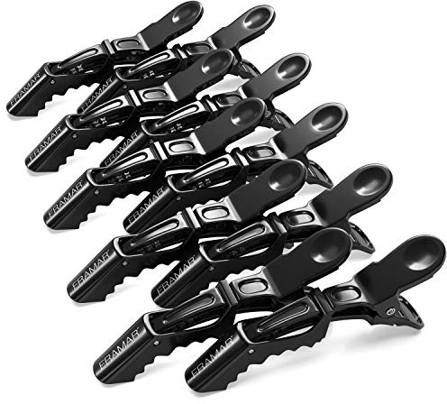 Framar Pinzas Pelo Peluqueria - Clips de Pelo Profesionales Para Seccionados y Peinados, Pinza Pelo Mujer, Pinzas Pelo Mujer, Clips Pelo, Sujeción Fuerte Sin Deslizarse – Negro - Pack de 10