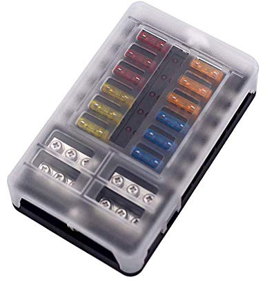 Offgridtec 12-fach Sicherungshalter für Flachsicherungen, mit LED-Anzeigesystem, zentraler Stromverteiler für Fahrzeuge & Boote, robustes PBT-Gehäuse, inklusive 24 Sicherungen, Beschriftungsetiketten