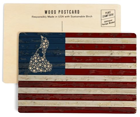 Block Island, Rhode Island, Distressed American Flag (4x6 Birch Wood Postcards, 2-Pack Stationary, Rustic Home Wall Decor)