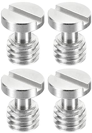 PATIKIL 3/8-16 Filettatura 15.5mm Lunghezza Fotocamera Rapido Rilascio Vite Treppiede Viti 4pz Acciaio Inossidabile Piatta Scanalatura Viti per DSLR Fotocamera Rig Accessori Argento