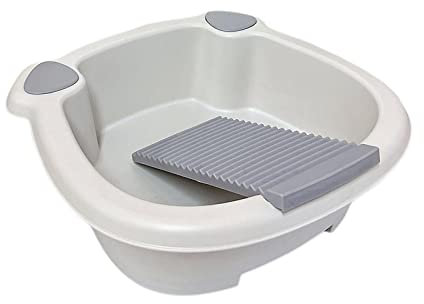 rockible Secchio per il lavaggio delle mani, vasca di lavaggio antiscivolo con asse per lavare, bacinella per lavaggio a mano per panno per la pulizia, GRIGIO