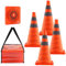VEVOR Coni stradali di sicurezza, 4 pezzi Coni stradali pieghevoli, coni da costruzione 245 x 245 mm con collare riflettente, coni di segnalazione con custodia, controllo del traffico, parcheggi