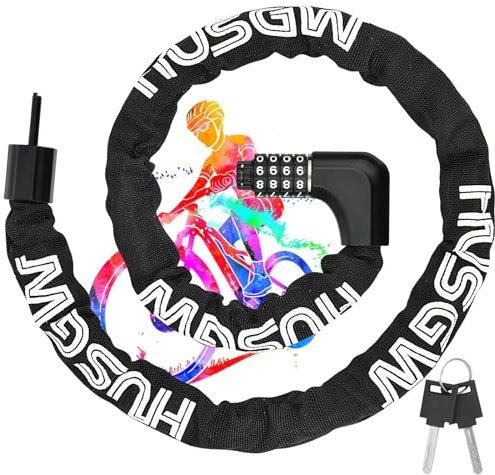 Fahrradkettenschloss,120CM Fahrrad-Diebstahlschutz-Kettenschloss mit Schlüssel und Zahlenschloss,Motorrad-Diebstahlschutz, Motorradschloss, verschiedene Motorradketten für Fahrräder und Motorräder.