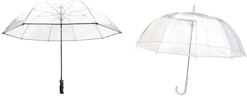 SMATI Grand Parapluie Golf Transparent - Solide ; Diamètre= 124cm & Grand Parapluie Long Transparent - Résistant au Vent ; 12 baleines ; Diamètre=102cm ; Ouverture automatique ; Parapluie femm