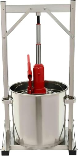 HOTAPEPU 22L/5.8GAL Capacity Master Fruit Apple Cider Wine Manual Press, Stainless Steel Cider Press with Hydraulic for Cider, Grape Wine Making Supplies and Equipment~/
