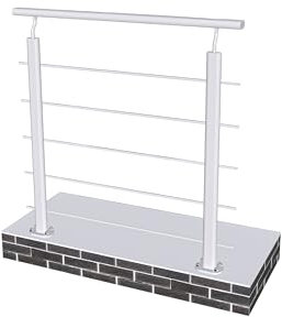 Garde-corps - Pour intérieur et extérieur - Aluminium argenté- Avec 5 traverses et 1 main courante - 1m - Fixation à plat