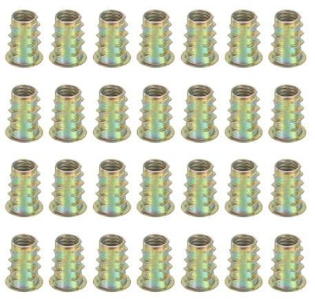 sourcing map 28 Pcs Threaded Inserts for Wood, Zinc Alloy M8 Thread Inserts Nuts Hex Socket Drive Screw 18mm Length for Furniture, Cabinet, Tables and Chairs