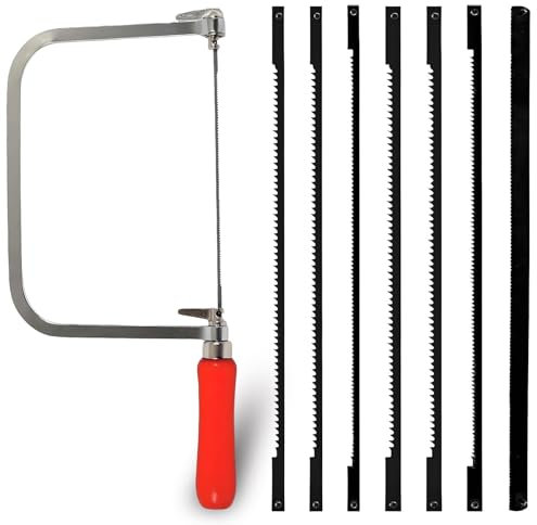 8 Stück Laubsäge Set Inklusive sieben Sägebogen Holz 360 Grad drehbar, einfach zu bedienen und installieren holzsäge für die Kurven und Linienbearbeitung(14/18/24 Zähne)