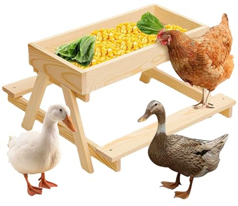 Zuasdvnk Table pour Poules | Mangeoire Extérieure pour Canards et Écureuils - Plateforme en Bois À Fond Aéré Garde L'Aliment Frais Et Sec pour Basse-Cour,