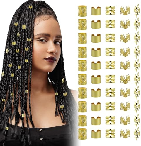 60 Dreadlocks Perles Métal Bijoux pour tresses,Perles Dreadlocks De Cheveux Spiral Coils En Métal,clips de manchette pour dreadlocks,pinces à cheveux,pour hommes,femmes,filles et garçons