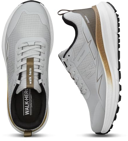 Hiking Shoes Men with Arch Support, Orthopedic Men's Walking Shoes with Anti-Skid Rubber Sole, Breathable Men Sneakers for Pain Relief (Grey, 9)