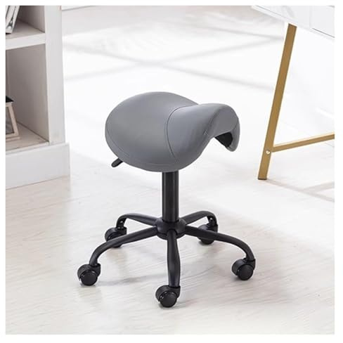 FXLUHAY Silla de Montar de 42 a 52 cm de Altura Ajustable, Taburete, Soporte Lumbar, Silla de SPA de Cuero, Silla giratoria con Ruedas