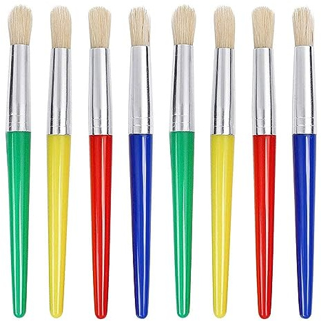 XBTGS Juego de 8 pinceles de pintura con mango de plástico, cerdas de cerdo, pinceles para acuarela, pinturas acrílicas al óleo, multicolor, como se muestra, multicolor como se muestra