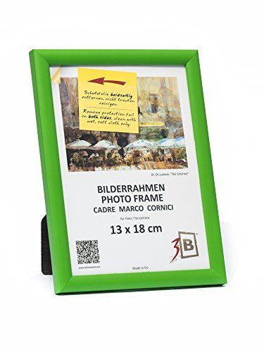 3-B Bilderrahmen ULM 13x18 cm - grün - Holzrahmen, Fotorahmen, Portraitrahmen mit Acrylglas