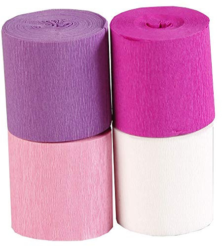 Clairefontaine 914291C - Packung mit 4 Streifen feuerfestes Krepppapier, 5cmx10m, sehr weich, elastisch und widerstandsfähig, einfach anzuwenden, ideal für Deko und Blumen, Rosa sortiert, 1 Pack