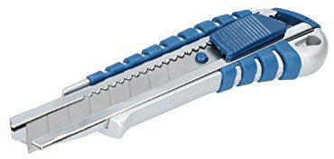 Ferrestock FSKTWG218 Cúter 18mm metálico de Zinc engomado Suave Grip ergonómico, Totalmente retráctil y Bloqueo de Seguridad