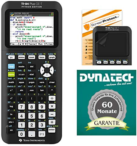Texas Instruments TI-84 Plus CE-T Grafikrechner Python Edition + Displayfolie Garantie auf 60 Monate - wissenschaftlicher Schulrechner programmierbar Farbdisplay