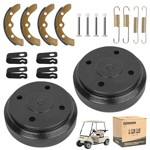 10L0L Golf Cart Brake Drums & Brake Shoes Spring Kit for Club Car DS 1995-Up and Precedent 2004-Up Gas and Electric Golf Carts, Replace OEM 101791101 1018232-01 10603 1011466/10181630