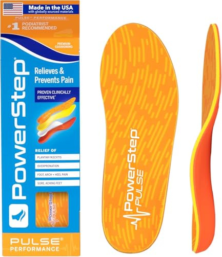 PowerStep Insoles, Pulse Performance, Running Shoe Pain Relief Insert, Athletic Arch Support Orthotic for Women and Men - Made in The USA (M 8-8.5, W 10-10.5)