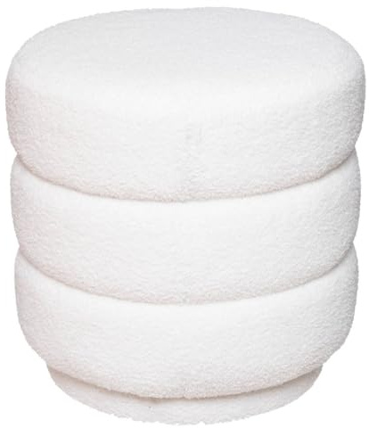 Atmosphera - Pouf Sinan - Blanc - Bouclette