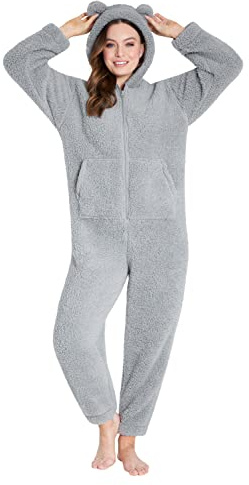 CityComfort Pijama Entero Mujer de Polar Peluche S-XL (M, Gris)