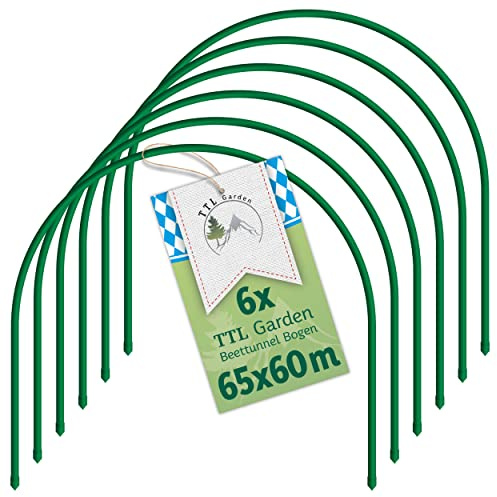 TTL GARDEN 6 fogli a tunnel da 65 x 60 cm, larghezza 65 cm, in acciaio rivestito, arco rotondo per la copertura, aiuola rialzata, aiuola per verdure, stabile, durevole e antiruggine