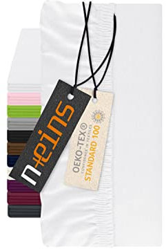 npluseins Spannbettlaken für Topper - Spannbetttuch aus 100% Baumwolle 1598.2327, ca. 90-100 x 200 cm, weiß