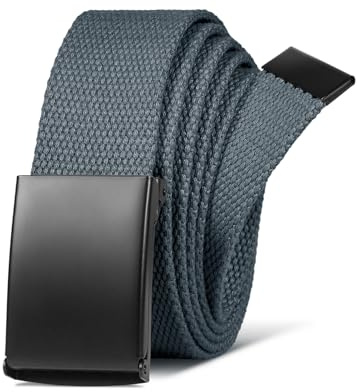 LXMY Gürtel Herren,Herren Gürtel Ohne Löcher,Stufenlos Verstellbar Canvas Stoff Gürtel Herren,Der Outdoor Business Arbeitsgürtel Passt überall Hin(Grau)