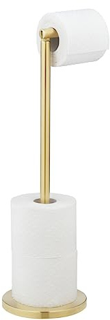 WENKO 2in1 Stand Toilettenpapierhalter Gold aus Edelstahl Gold