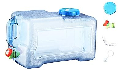 Portable Water Container with Faucet Water Bucket Water Jug Versatile Lightweight Water Barrel 10cm Opening Mouth for Car Driving, 22 Liters