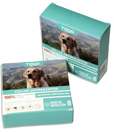 Pack de 2 Collares Togo Antiparasitario para Perros y Gatos 8 Meses de protección.