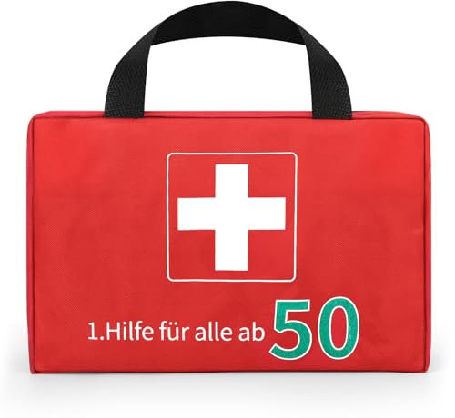 Erste Hilfe Kasten Erste Hilfe Tasche Zum 50 Geburtstag First Aid Kit 30*20*8cm Erste Hilfe Set Geschenk-box Erste Hilfe Set Erste Hilfe Tasche Rot für Betriebe Zuhause Unternehmen Hotel Krankenhaus