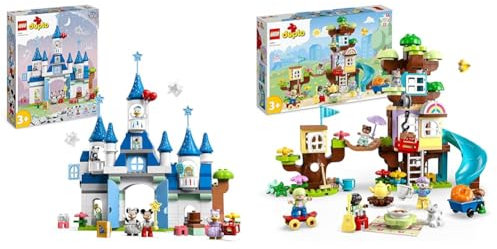 LEGO DUPLO Disney 3-in-1-Zauberschloss, BAU-Spielzeug mit Micky Maus & DUPLO 3-in-1 Baumhaus Spielzeug für Kleinkinder ab 3 Jahren