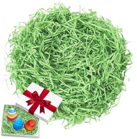 200g Herbe de Pâques, Papier Déchiqueté, Papier Raphia pour Remplissage de Panier, Paniers Cadeau de Remplissage, Papiers Raphia Déchiqueté, pour Nid de Pâques, Cadeaux Emballage, Boîte Cadeau