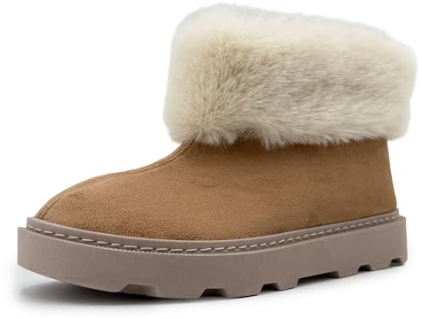 JOMIX Botines Mujer Invierno Pelo Sintético Plataforma Ligera Suela Gruesa Antideslizante Caña Baja Interior Peluche Suave Exterior Afelpado Calentito Para Casa y Calle Looks Casual Días Fríos