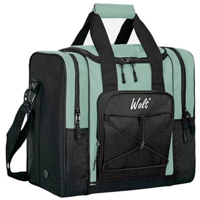 WOLT Bowling Ball Bag for Single Ball - Bowling Ball Tote Bag with Padded Ball Holder, 2 Pockets fit Bowling Shoes Up to Mens Size 14 and Accessories