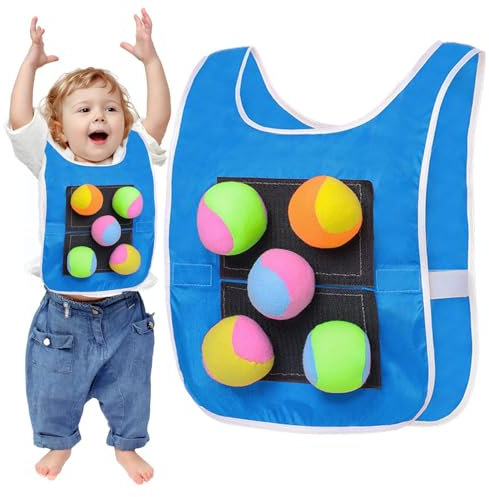 Générique Gilet à Balle de bâton,Jeu à Balle Collante avec 5 balles et 1 Gilet,Jeu de Jeu,Maillot Respirant Sportif,entraînement de réaction et agilité,renforcer Physique,pour Les en intérie
