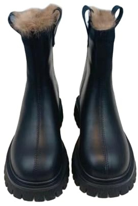 DFSDJEUW boots for women uk heel Womens Ankle Boots Women's High Performance Warm Soft And CNew Leather Boot for Women Plus Velvet Thickened Short Thick Sole ladies steel toe cap trainers Black 5.5