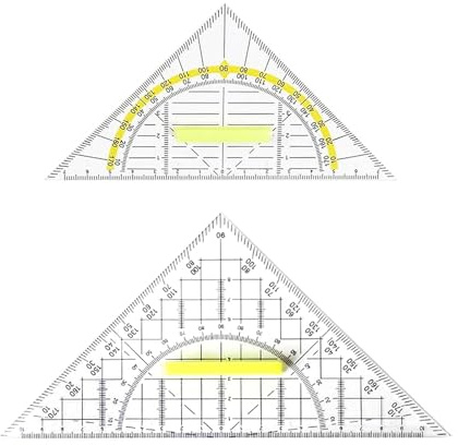 ZMZaoan Escuadra con asa para escuela - Juego de escuadras geométricas de 22 cm y 16 cm con transportador, escala triangular combinada para medir longitud y ángulo, ideal para dibujar.