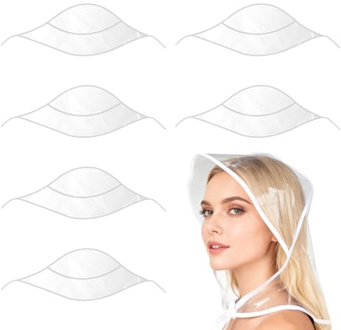 Larrel Rain Hat for Women Waterproof, 6 Pcs Reusable Practical Rain Caps for Women PE Material Clear Waterproof Hat for Protect Hairstyle Makeup Woman Female(White)